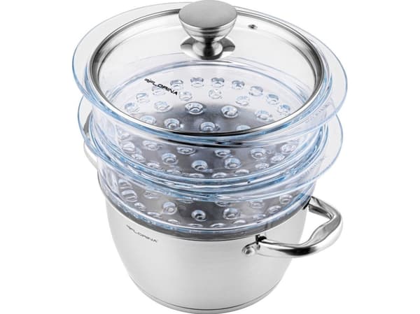 Florina ångkokare SATINA 20CM INOX 3-PIECE (2.5L POT, 2X 1.9L GLASS POT, LID)
