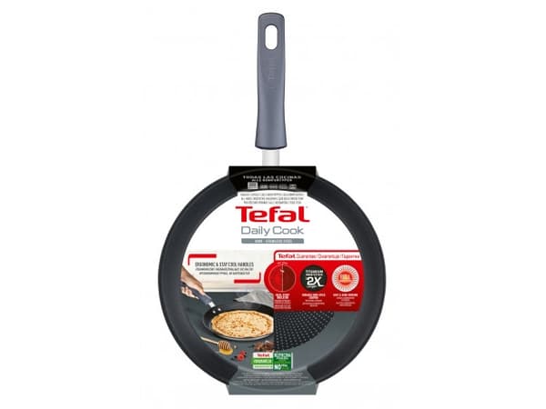 Tefal Daily Cook G7313855, Rund, Crêpepanne, Sort, Rustfritt stål, Keramisk, Gass, Halogen, Induksjon, Forseglet Plate, Bakelitt