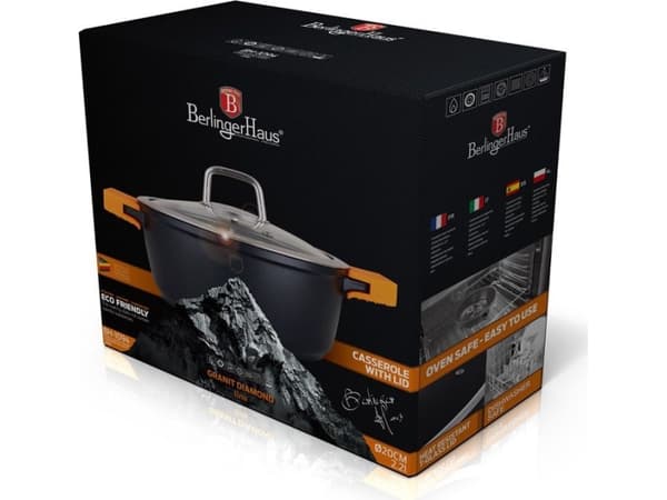 Berlinger Haus BH/1094N, 2,2 l, Rund, Svart, Orange, Gjuten aluminium, Orange, Silikon