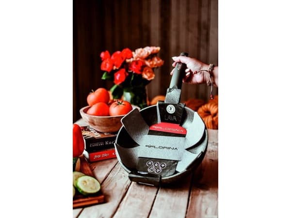 Florina frying pan LAVA STONE 28 CM (GRAY, 5-LAYER COATING, BLACK HANDLE)