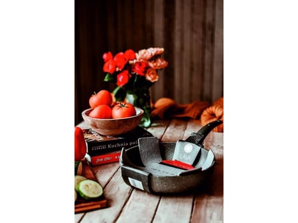 Florina frying pan LAVA STONE 28 CM (GRAY, 5-LAYER COATING, BLACK HANDLE)