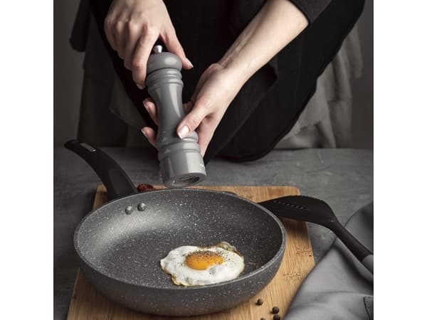 Florina frying pan LAVA STONE 28 CM (GRAY, 5-LAYER COATING, BLACK HANDLE)