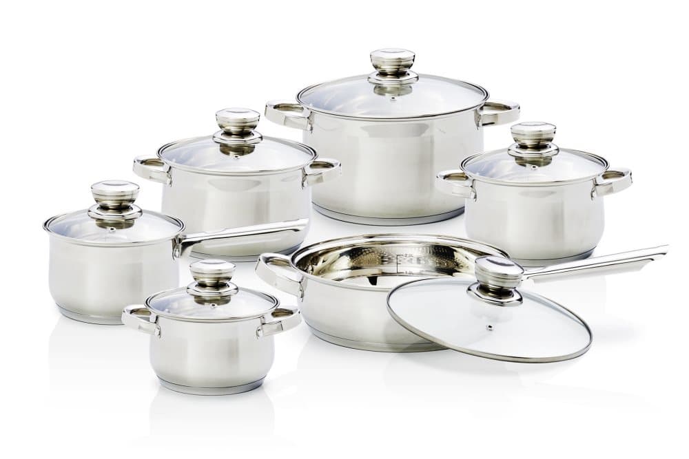 MAGNANI 6 St. Kastrullset Rostfritt Stål, Nonstick Induktion Grytset med Lock, Matlagningsset med 16 cm Kastrull, 16/18/20/24 cm Grytor, 24 cm Stekpan