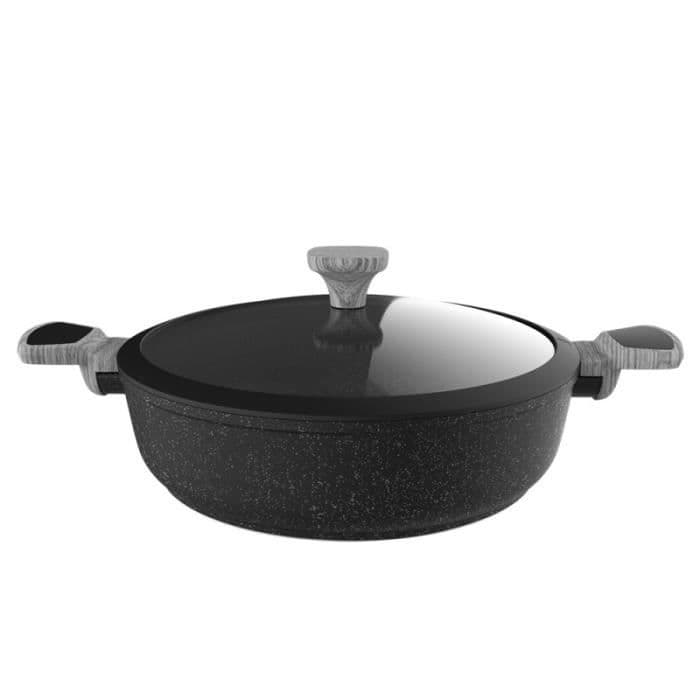 Cecotec Polka Exclusive 28 Low Pot Wood&Rock 28 cm gryta gjord av högkvalitativ smidd aluminium med 6 lager