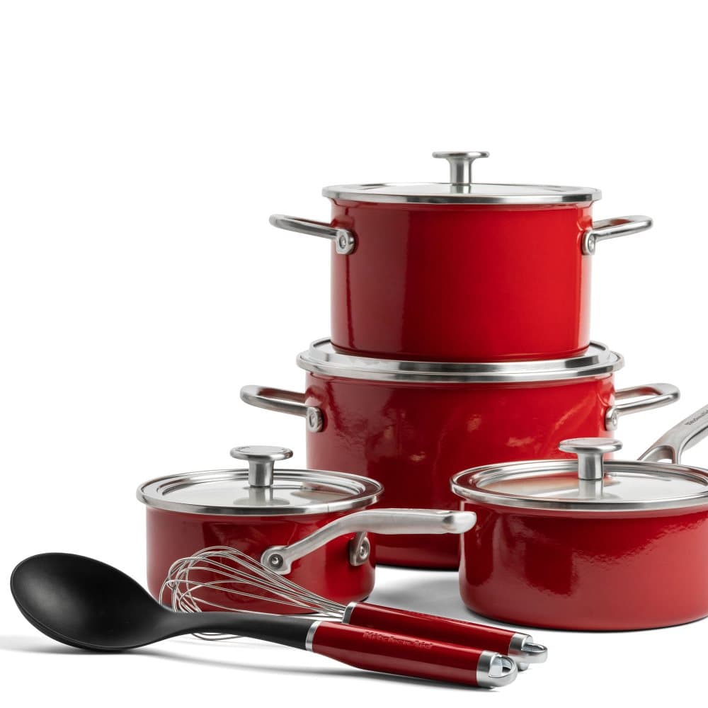 KitchenAid Steel Core Enamel matlagningsset med kastrull och gryta