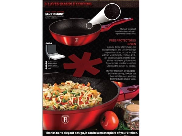 Berlinger Haus GRANITE WOK 30CM BERLINGER HAUS METALLIC LINE BURGUNDY paistinpannu BH-6166