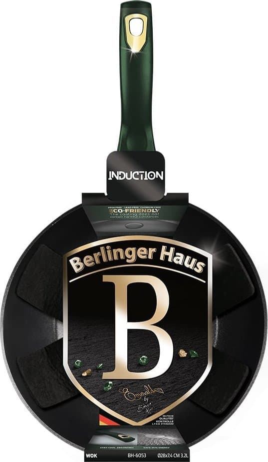Berlinger Haus BH/6053, Rund, Wok-/stekepanne, Grønn, Titan, Aluminium, 3,2 l
