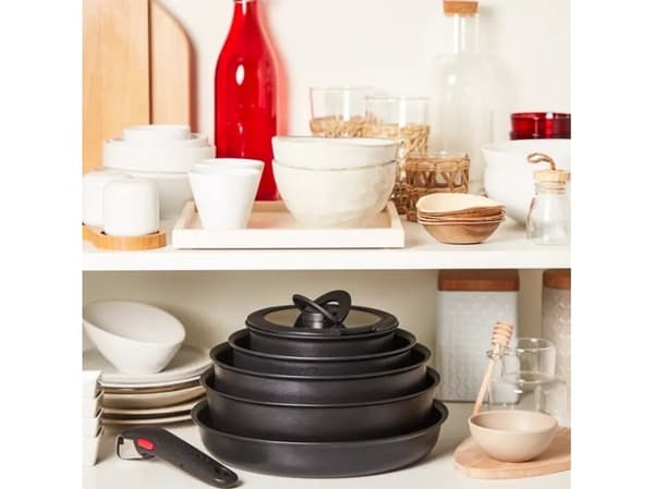 Tefal L39719, Wokpanna, Svart, Gjuten aluminium, Titan, Thermo-Spot, Löstagbar