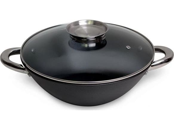 Kamille wokpanne, teflon, støpejern, 32 cm