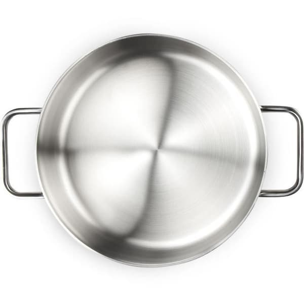 HALTHY & SMY HT1004 Gryta med lock i rostfritt stål - Diameter 24 cm - Lämplig för ugnar upp till 240°C