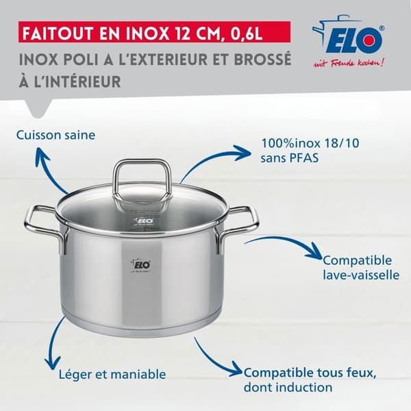 Faitout i rostfritt stål 12 cm 0,6 liter Elo Citrin