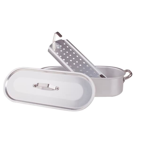Agnelli Agnelli Pesciera Pentole med aluminiumgrill och lock, 2 handtag i rostfritt stål, silver, rostfritt stål, Ar