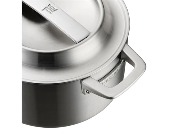 Fiskars Norden gryta i obelagt stål, med lock (3 l), 3 l, Rund, Rostfritt stål, Rostfritt stål, Ingen beläggning, Rostfritt stål