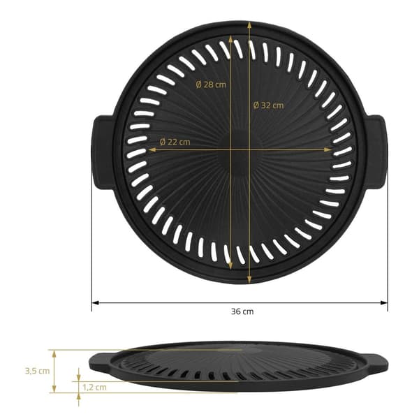 BBQ-grillplade i støbejern BBQ-grillpande tilbehør støbejernsplancha rund Ø 32 cm