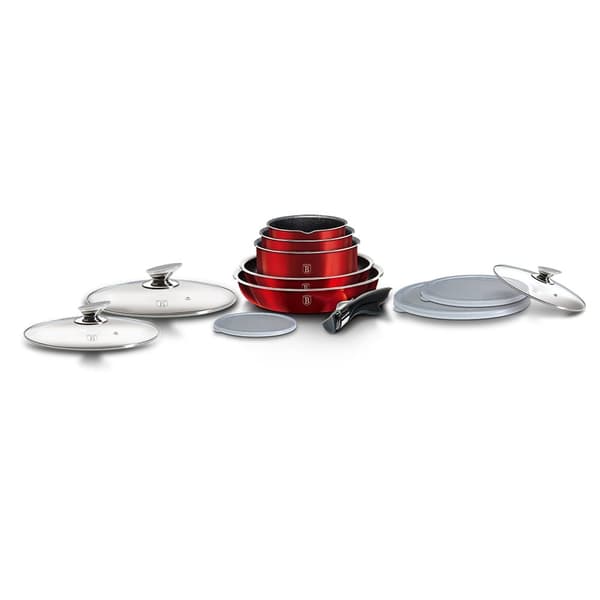 S?T GRYDER 12 stykker CLICK & COOK BERLINGER HAUS METALLIC LINE BURGUNDY BH-1674