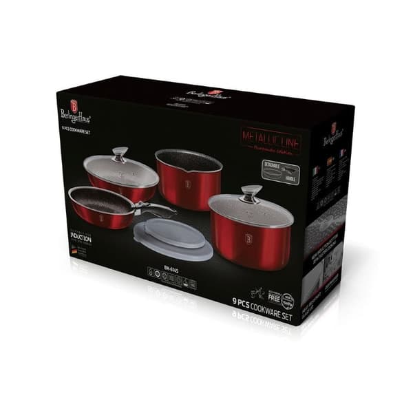 SET MED 9-DELAR KRYCKOR. CLICK & COOK BERLINGER HAUS METALLIC LINE BURGUNDY BH-6145