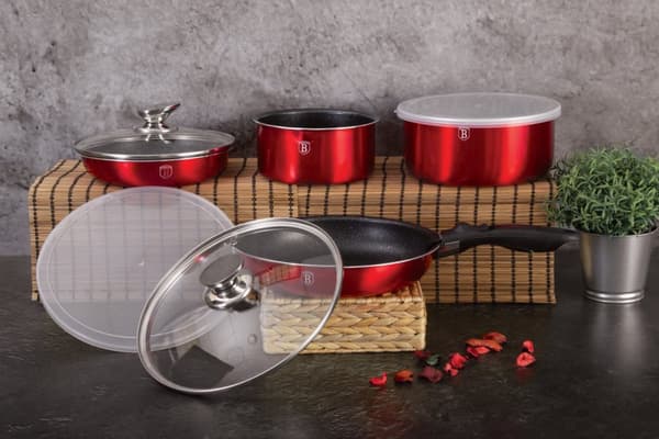 SET MED 9-DELAR KRYCKOR. CLICK & COOK BERLINGER HAUS METALLIC LINE BURGUNDY BH-6145