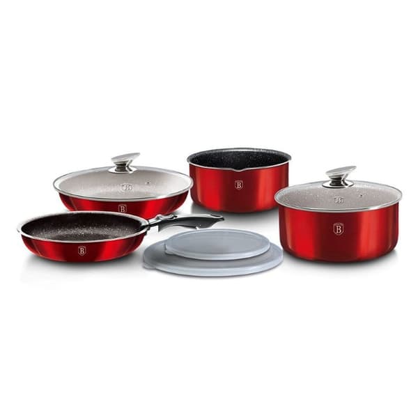 SET MED 9-DELAR KRYCKOR. CLICK & COOK BERLINGER HAUS METALLIC LINE BURGUNDY BH-6145
