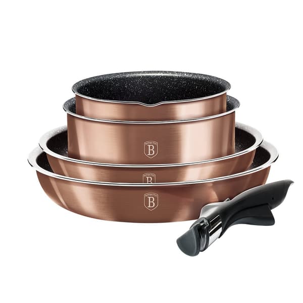 SÆT MED 9-DELS GRYDER. CLICK & COOK BERLINGER HAUS METALLIC LINE ROSE GOLD BH-6147