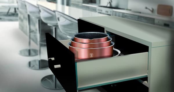SÆT MED 9-DELS GRYDER. CLICK & COOK BERLINGER HAUS METALLIC LINE ROSE GOLD BH-6147