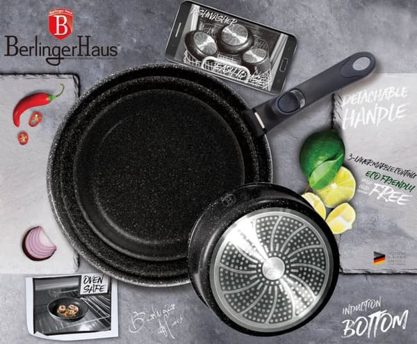 SÆT MED 9-DELS GRYDER. CLICK & COOK BERLINGER HAUS METALLIC LINE ROSE GOLD BH-6147