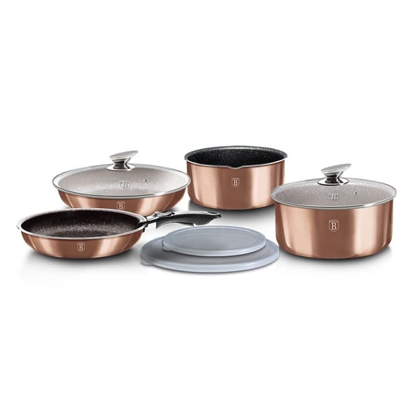 SÆT MED 9-DELS GRYDER. CLICK & COOK BERLINGER HAUS METALLIC LINE ROSE GOLD BH-6147