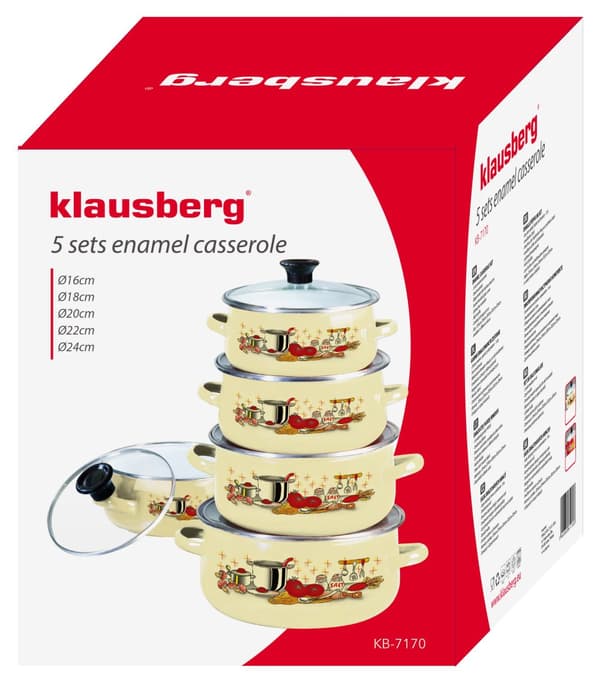 Sarja emaloituja ruukkuja, 10 elementtiä, eri värejä, Klausberg