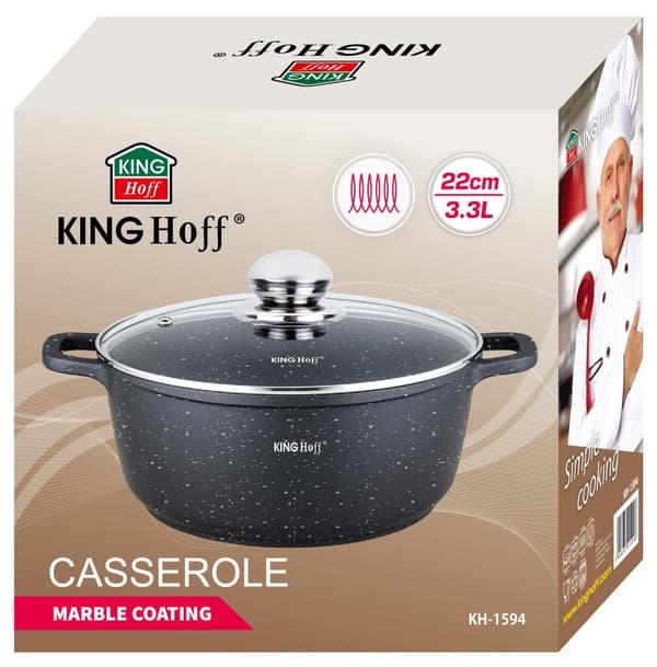 Kruka med marmorbeläggning, Ø22cm 3,3l svart Kinghoff