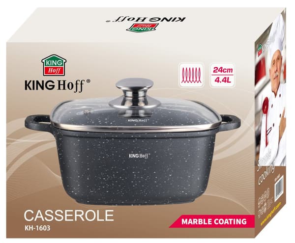 Gryde med marmorbelægning 4,4l sort Kinghoff
