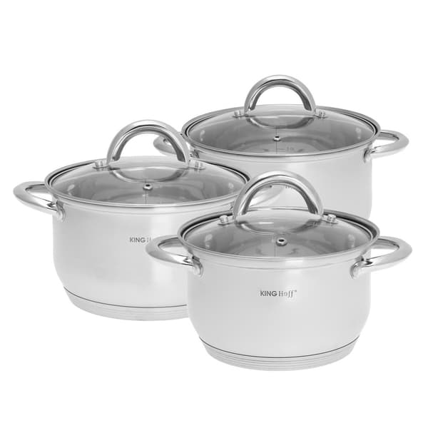 Set med 6 krukor, stål, Ø16,18,20cm Kinghoff