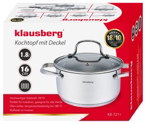 Kannen kattila, teräs Ø16cm 1,8l Klausberg