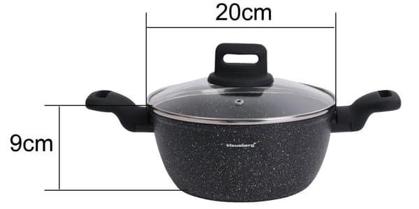 Pannu, musta-marmori väri, Ø20cm, 2,36L Klausberg