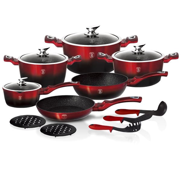 BERLINGER HAUS METALLIC BLACK BURGUNDY LINE GRYTA 15 ELEMENT BH-1632