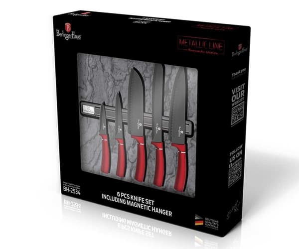 SET MED 5 KÖKSKNIVAR MED LÄMMA BERLINGER HAUS BH-2534 BURGUNDY