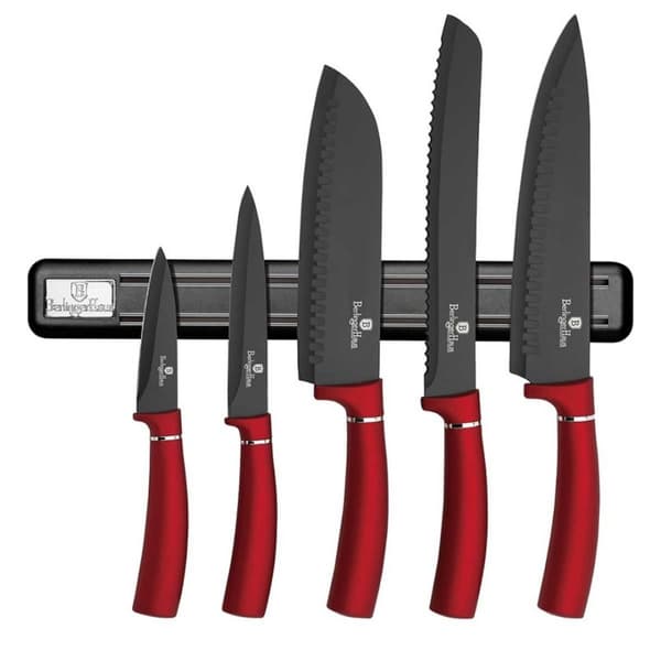 SÆT MED 5 KØKKENKNIVE MED STRIP BERLINGER HAUS BH-2534 BURGUNDY