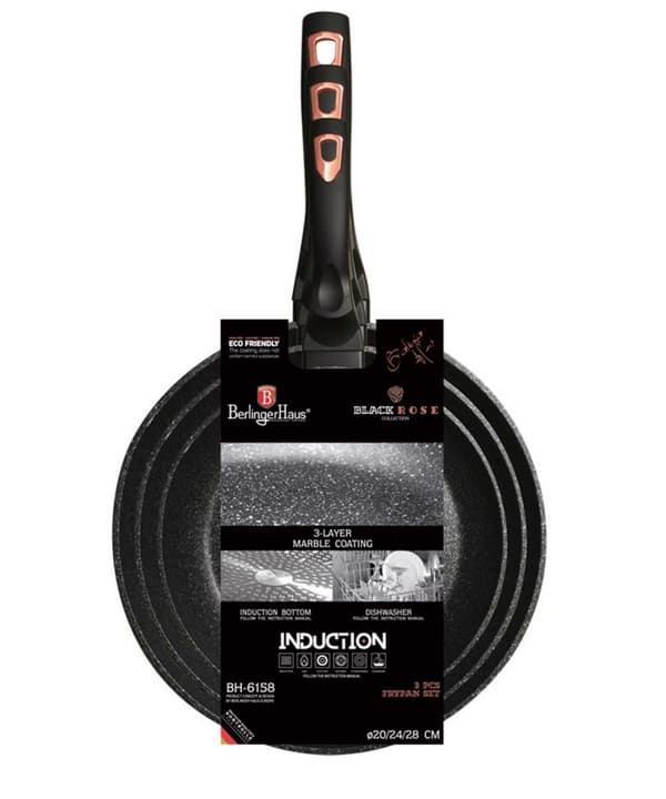 SÆT MED 3 BERLINGERHAUS SORT ROSE GRANITPANDER BH-6158