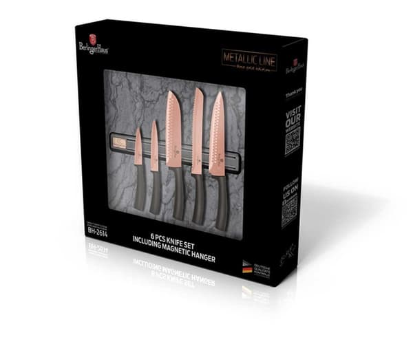 SÆT MED 5 KØKKENKNIVE MED STRIP BERLINGER HAUS BH-2614 ROSE GULD