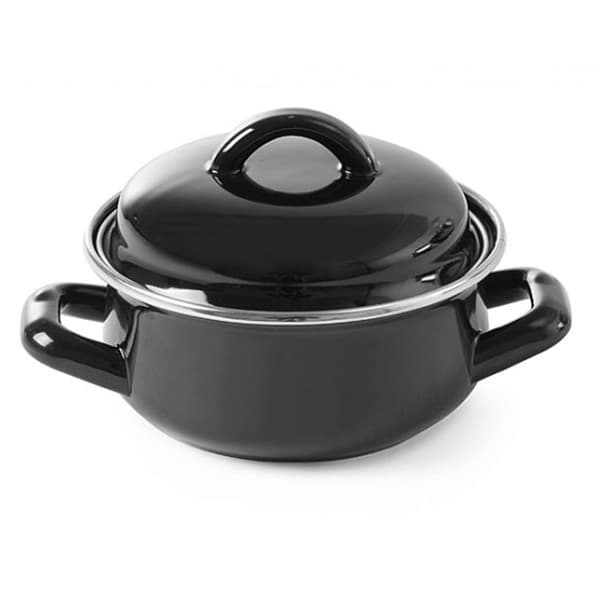 Gryde til supper og saucer med låg, sort, 0,6 l - Hendi 625705