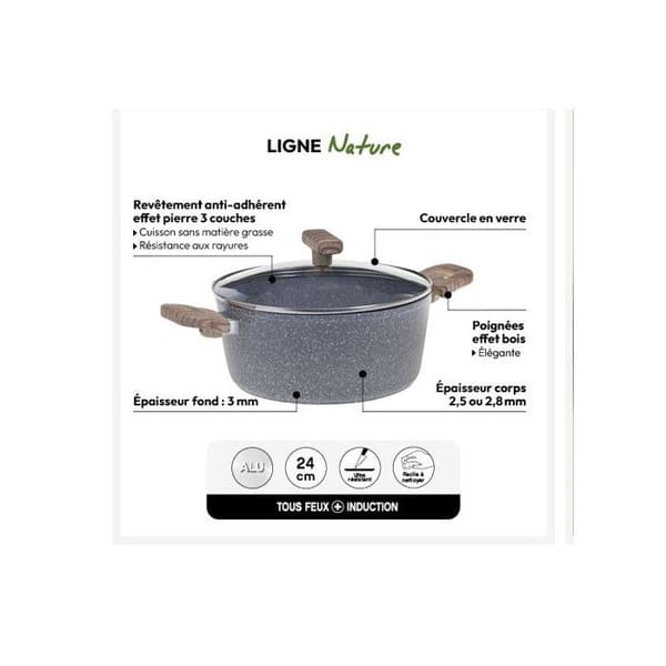 Smidd aluminiumgryta "Cuisson Nature" - Smidd aluminiumgryta 24 cm