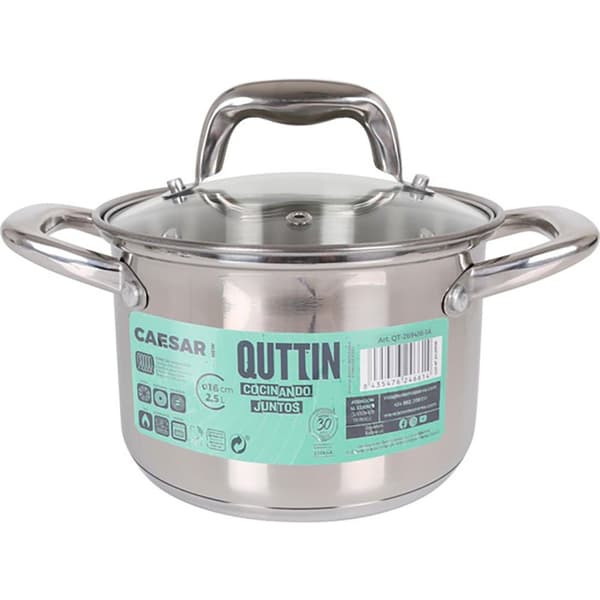 Quttin Induktionsstålpanna Med Lock New Caesar 16 Cm 16 Cm Silver