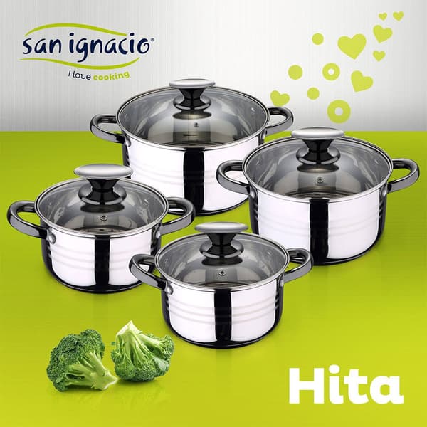 San Ignacio Pakke Med 3 Stegepander Plus 8-delt Rustfrit Stålkøkkengrejssæt 16cm 20cm 24cm