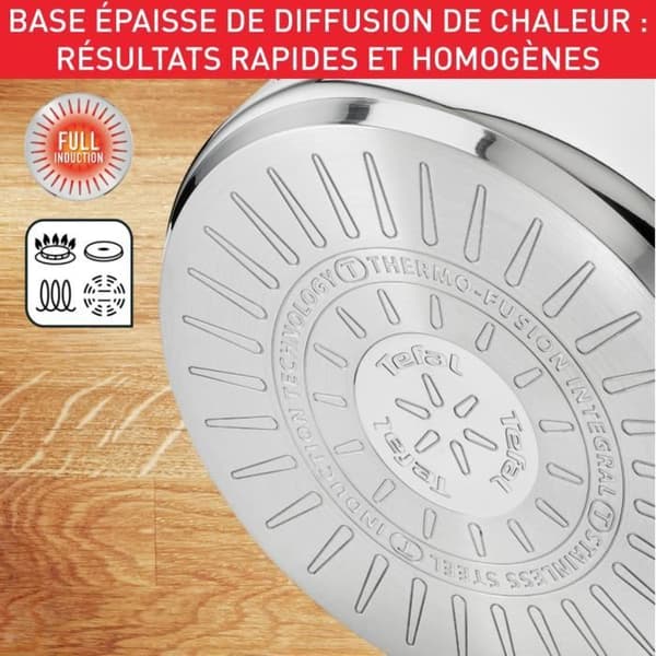 TEFAL Intuition XL Stockpot 36 L cm rostfritt stål + glaslock, Kapacitet 17,5 L, Induktion, 18/10 rostfritt stål, Robusta handtag B86