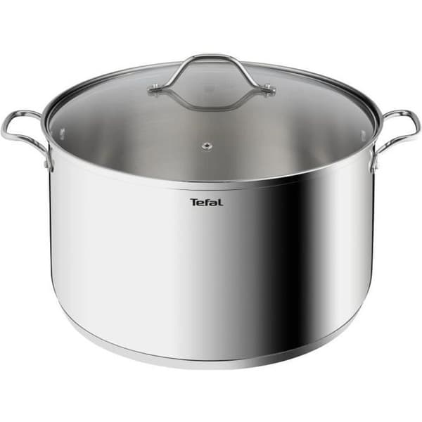 TEFAL Intuition XL Stockpot 36 L cm rostfritt stål + glaslock, Kapacitet 17,5 L, Induktion, 18/10 rostfritt stål, Robusta handtag B86