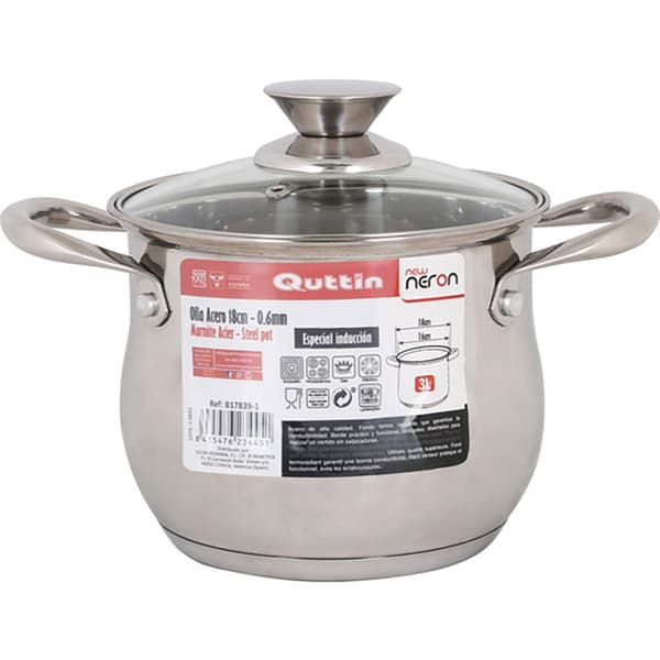 Quttin Induktionsstålpanna Med Lock Ny Neron 3l 18 Cm