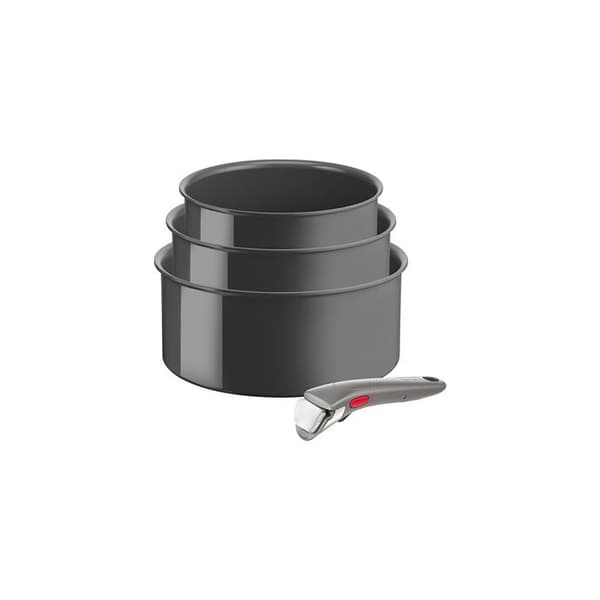 Tefal Set med 3 kastruller Ingenio Renew Avtagbart handtag L2609402 Grå flodhästjärn - 3168430349247