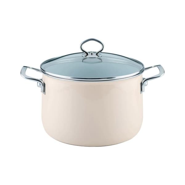 Riess Köttgryta med glaslock Ø24cm 6,5 liter Emalj Creme Nouvelle Avorio extra stark