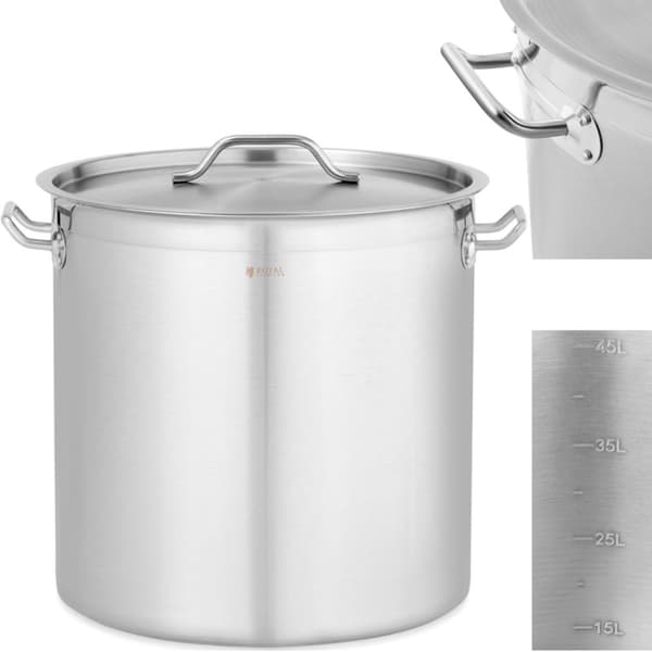 Teräskattila mittakupin kannella sähkökaasu-induktioliedelle, 50 l