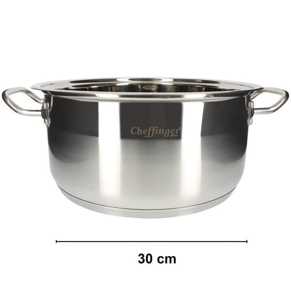 Marmite - Cheffinger - 30 cm - Rostfritt stål - Lock ingår - Ergonomiska handtag