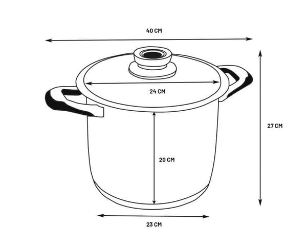 ECOVITAM – 9L 18/10 rostfri gryta – Diameter 24cm – Alla värmekällor – Integrerad termometer
