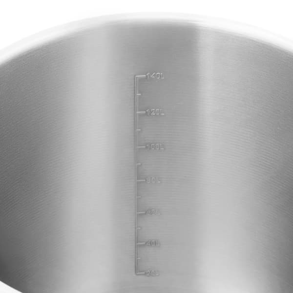 Teräskattila mittakupin kannella sähkökaasu-induktioliedelle, 170 l